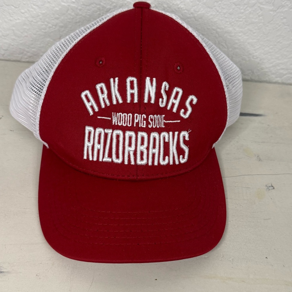 Arkansas Razorbacks Red and White SnapBack hat Cap Casual Football Woo Pig
